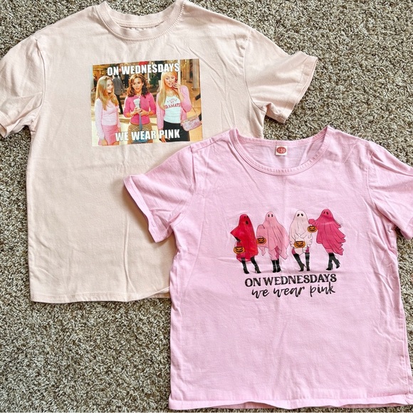 🤍5 for 20$ Mean Girls Bundle of 2 Short Sleeve Pink T-Shirts Size Small - Picture 1 of 10